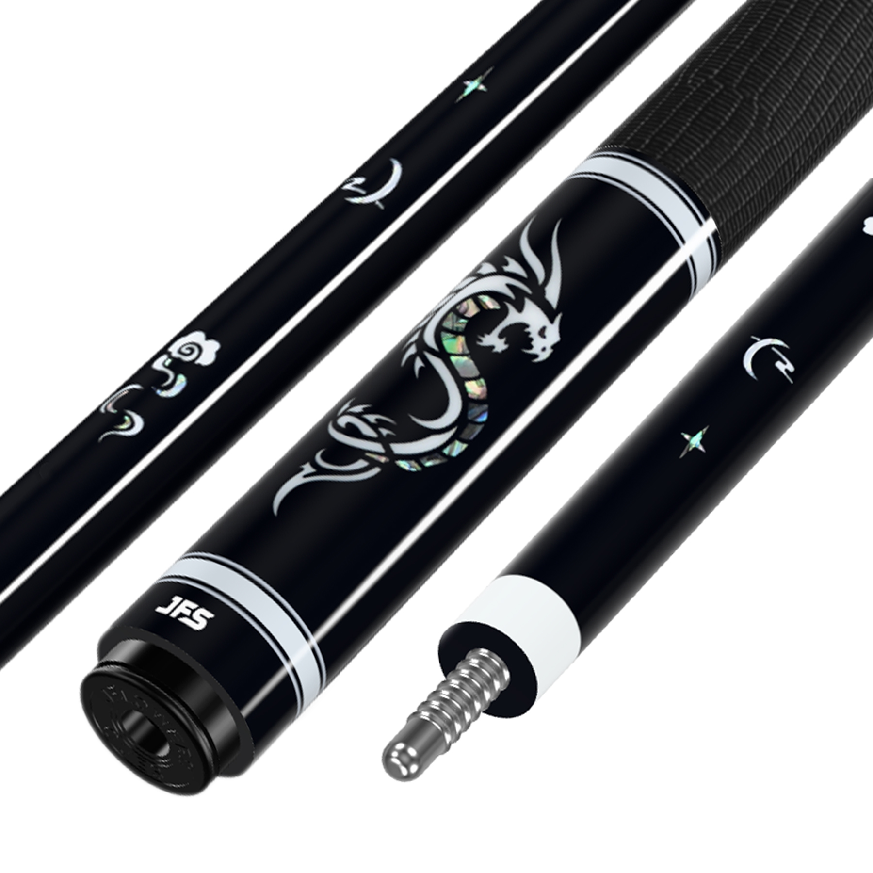 Cơ Bida JFLOWERS 20-15 Rồng Đen | Ngọn Carbon Classic 12.5